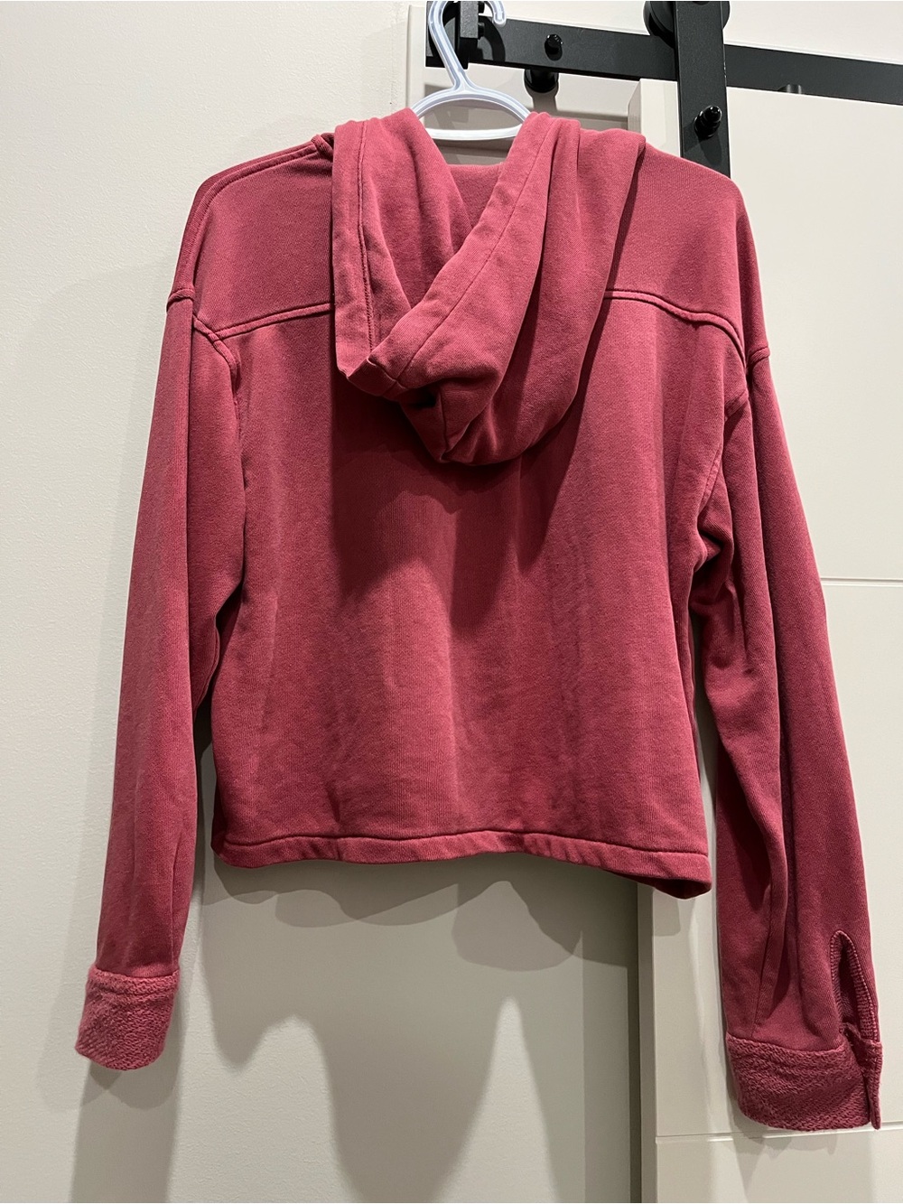 American Eagle Cozy Button-Up Hooded Crop Sweatshirt - Picture 3 of 8